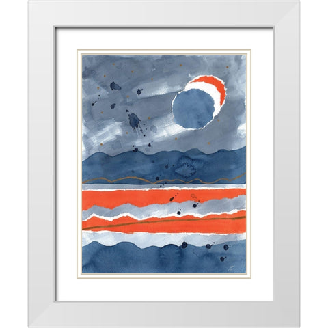 Triple Moon II White Modern Wood Framed Art Print with Double Matting by Lee, Judson