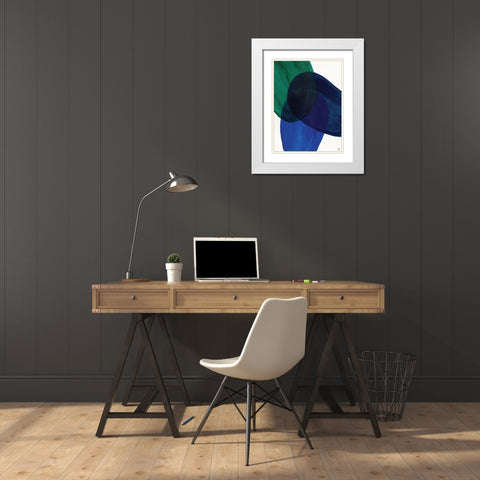 Blue Green I White Modern Wood Framed Art Print with Double Matting by Lee, Judson