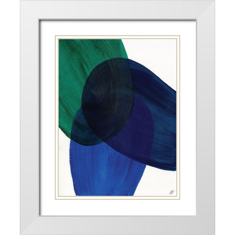 Blue Green I White Modern Wood Framed Art Print with Double Matting by Lee, Judson