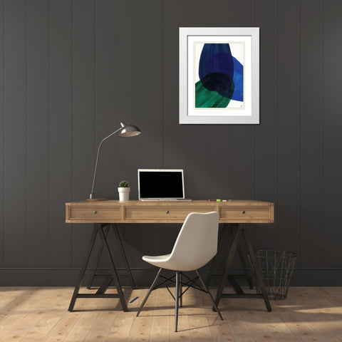Blue Green II White Modern Wood Framed Art Print with Double Matting by Lee, Judson