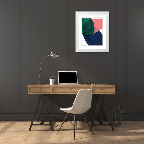 Peach-Blue-Green White Modern Wood Framed Art Print with Double Matting by Lee, Judson