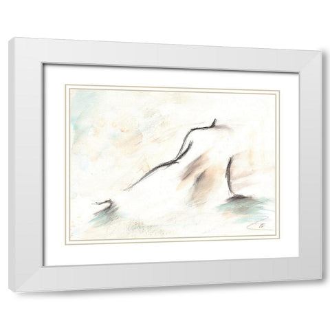 Relaxed Female II White Modern Wood Framed Art Print with Double Matting by Lee, Judson