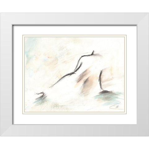 Relaxed Female II White Modern Wood Framed Art Print with Double Matting by Lee, Judson