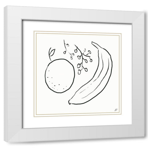 Orange-Banana and Berries White Modern Wood Framed Art Print with Double Matting by Lee, Judson