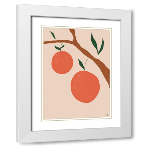 Orange Tree I White Modern Wood Framed Art Print with Double Matting by Lee, Judson