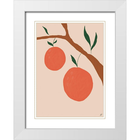 Orange Tree I White Modern Wood Framed Art Print with Double Matting by Lee, Judson