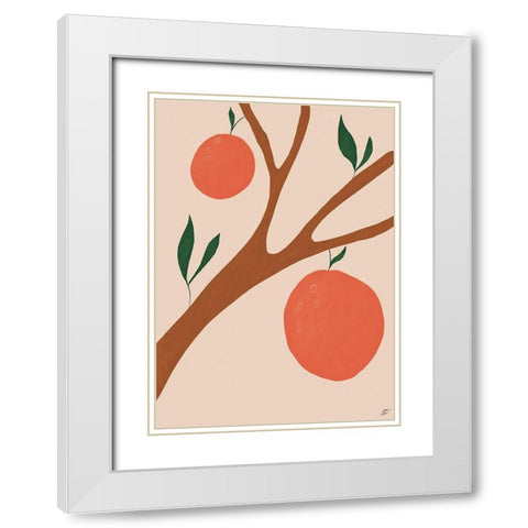 Orange Tree II White Modern Wood Framed Art Print with Double Matting by Lee, Judson