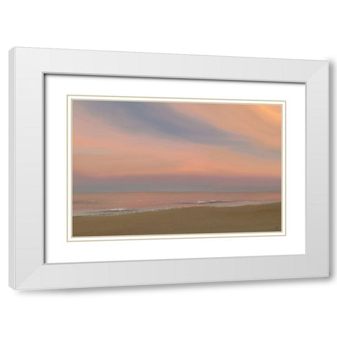 Beach Sunset White Modern Wood Framed Art Print with Double Matting by Lee, Judson