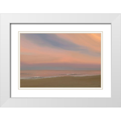 Beach Sunset White Modern Wood Framed Art Print with Double Matting by Lee, Judson
