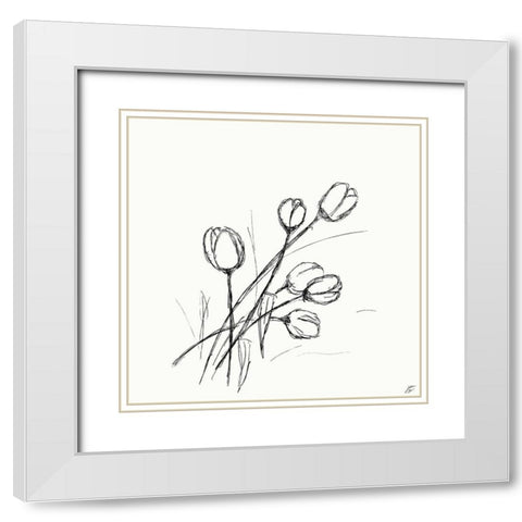Tulips II White Modern Wood Framed Art Print with Double Matting by Lee, Judson