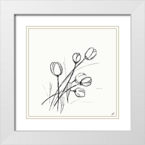 Tulips II White Modern Wood Framed Art Print with Double Matting by Lee, Judson