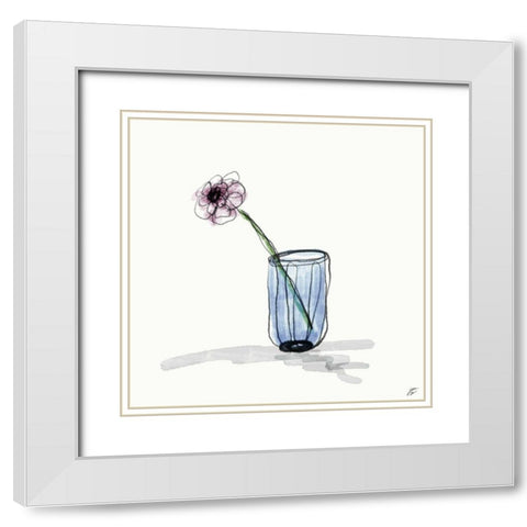Floral Sketch III White Modern Wood Framed Art Print with Double Matting by Lee, Judson