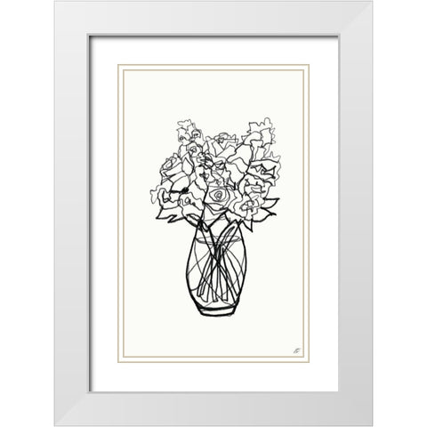 Floral Arrangement I White Modern Wood Framed Art Print with Double Matting by Lee, Judson