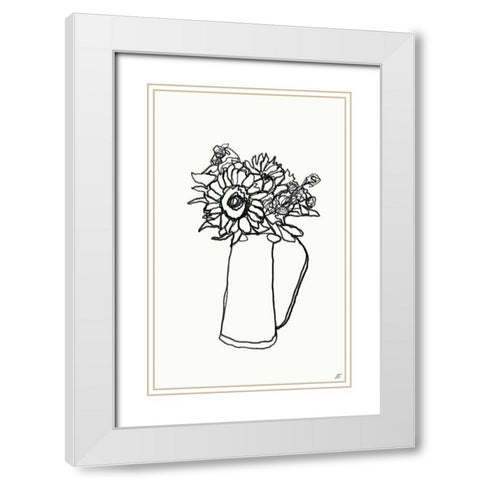 Floral Arrangement V White Modern Wood Framed Art Print with Double Matting by Lee, Judson