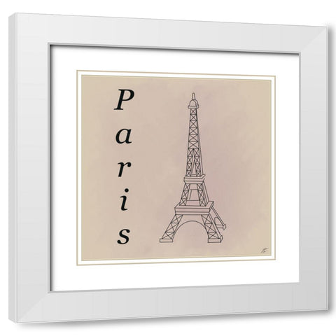 Eiffel Tower White Modern Wood Framed Art Print with Double Matting by Lee, Judson