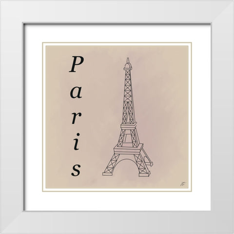 Eiffel Tower White Modern Wood Framed Art Print with Double Matting by Lee, Judson