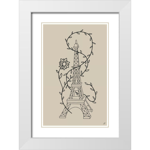 Eiffel Tower II White Modern Wood Framed Art Print with Double Matting by Lee, Judson