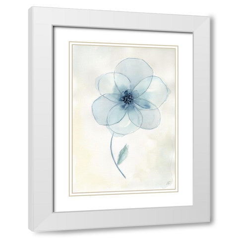 Blue Glass Flower White Modern Wood Framed Art Print with Double Matting by Lee, Judson