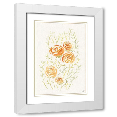 Delicate Peach Roses White Modern Wood Framed Art Print with Double Matting by Lee, Judson