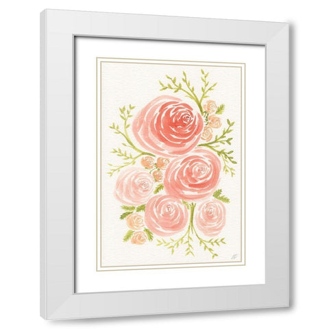 Rose Blooms White Modern Wood Framed Art Print with Double Matting by Lee, Judson