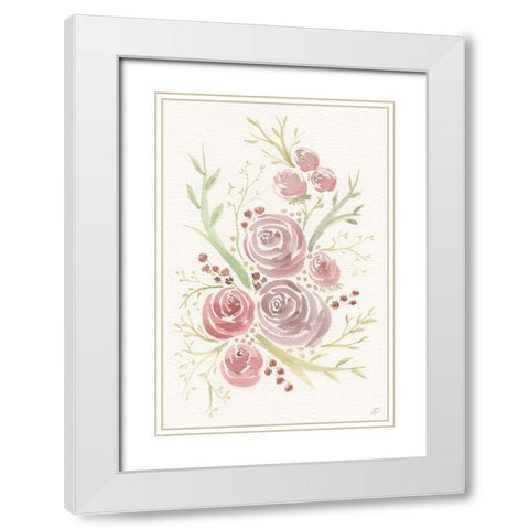 Soft-Violet Roses White Modern Wood Framed Art Print with Double Matting by Lee, Judson