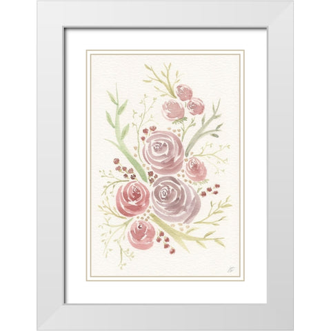 Soft-Violet Roses White Modern Wood Framed Art Print with Double Matting by Lee, Judson