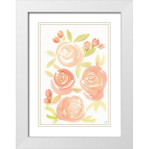 Pale Roses White Modern Wood Framed Art Print with Double Matting by Lee, Judson