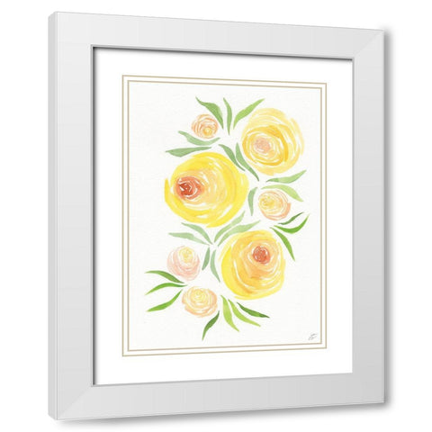 Yellow Roses White Modern Wood Framed Art Print with Double Matting by Lee, Judson