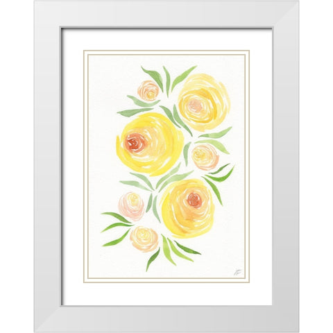 Yellow Roses White Modern Wood Framed Art Print with Double Matting by Lee, Judson