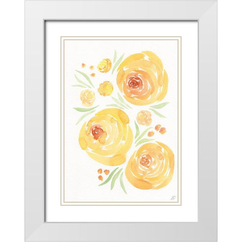 Yellow Roses II White Modern Wood Framed Art Print with Double Matting by Lee, Judson