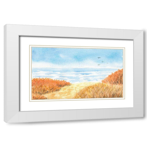 Beach View White Modern Wood Framed Art Print with Double Matting by Lee, Judson