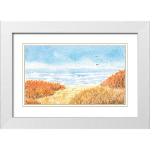 Beach View White Modern Wood Framed Art Print with Double Matting by Lee, Judson