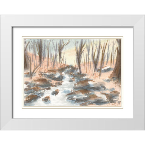 Fall Quite Creek White Modern Wood Framed Art Print with Double Matting by Lee, Judson