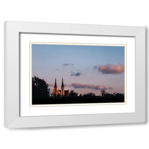 Old Church Sunrise White Modern Wood Framed Art Print with Double Matting by Lee, Judson