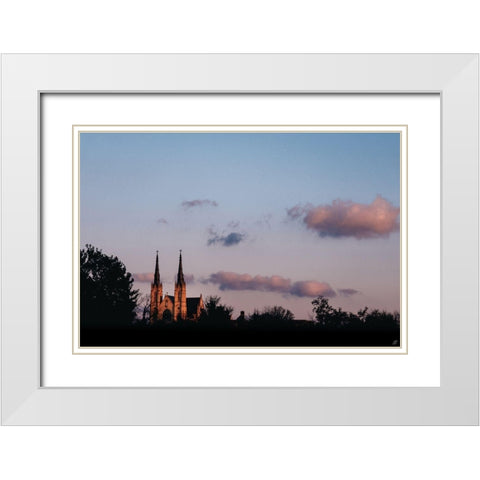 Old Church Sunrise White Modern Wood Framed Art Print with Double Matting by Lee, Judson