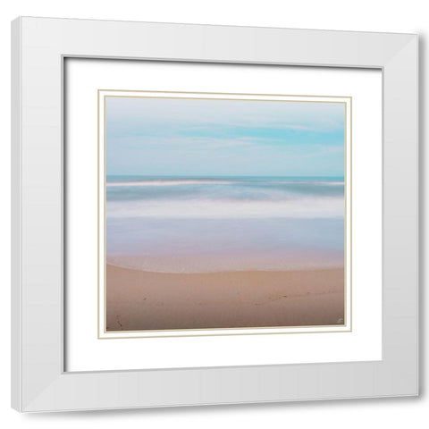 Washy Beach in Aqua White Modern Wood Framed Art Print with Double Matting by Lee, Judson
