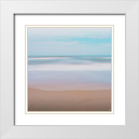 Washy Beach in Aqua White Modern Wood Framed Art Print with Double Matting by Lee, Judson