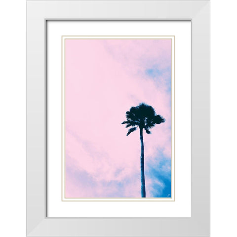 Millennial Pink Palm White Modern Wood Framed Art Print with Double Matting by Lee, Judson