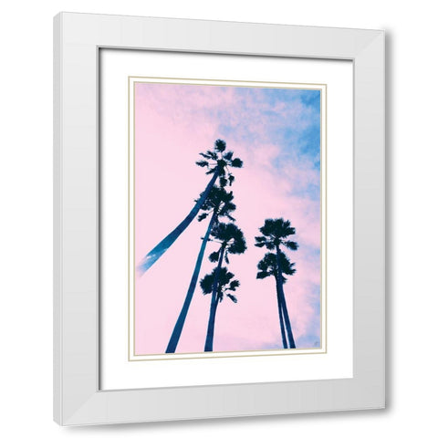 Millennial Pink Palms White Modern Wood Framed Art Print with Double Matting by Lee, Judson