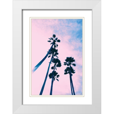 Millennial Pink Palms White Modern Wood Framed Art Print with Double Matting by Lee, Judson