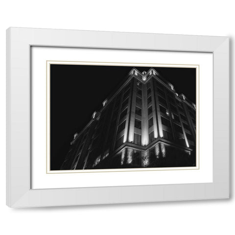 Big Building at Night I White Modern Wood Framed Art Print with Double Matting by Lee, Judson