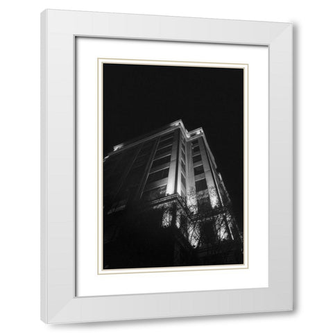 Big Building at Night II White Modern Wood Framed Art Print with Double Matting by Lee, Judson