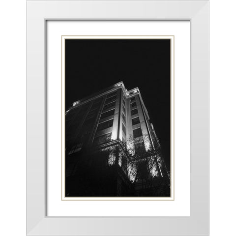 Big Building at Night II White Modern Wood Framed Art Print with Double Matting by Lee, Judson