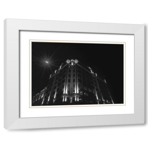 Big Building at Night III White Modern Wood Framed Art Print with Double Matting by Lee, Judson