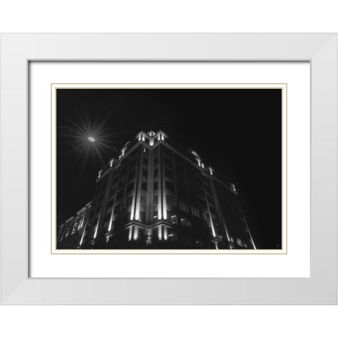 Big Building at Night III White Modern Wood Framed Art Print with Double Matting by Lee, Judson