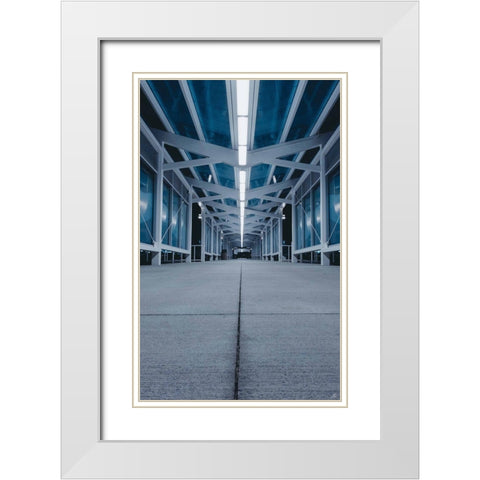 Blue Concrete Walkway White Modern Wood Framed Art Print with Double Matting by Lee, Judson