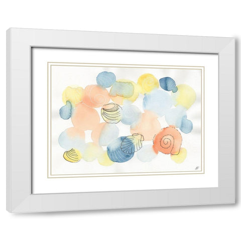 Watercolor and Shells White Modern Wood Framed Art Print with Double Matting by Lee, Judson