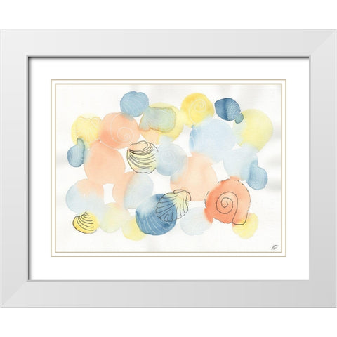 Watercolor and Shells White Modern Wood Framed Art Print with Double Matting by Lee, Judson