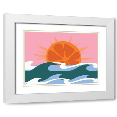 Orange Sunrise White Modern Wood Framed Art Print with Double Matting by Lee, Judson