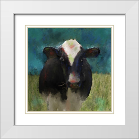 Cow White Modern Wood Framed Art Print with Double Matting by Lee, Judson